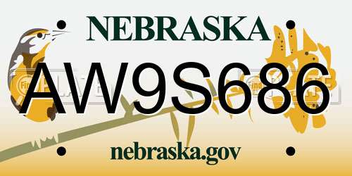 AW9S686 Nebraska License Plate