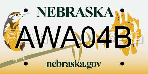 AWA04B Nebraska License Plate