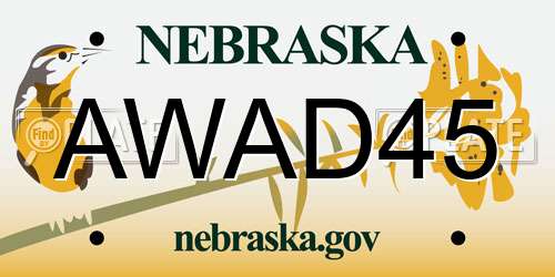 AWAD45 Nebraska License Plate
