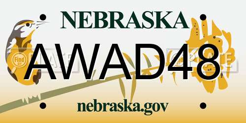 AWAD48 Nebraska License Plate