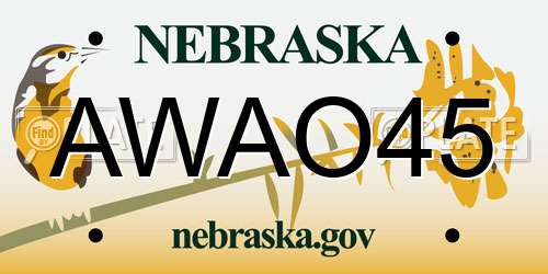 AWAO45 Nebraska License Plate