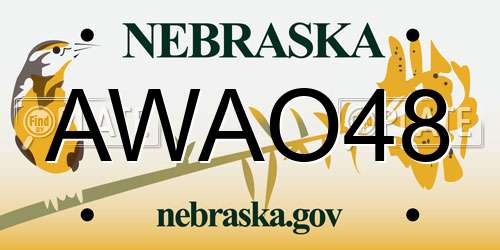 AWAO48 Nebraska License Plate