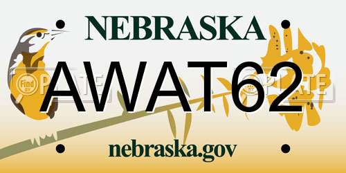 AWAT62 Nebraska License Plate