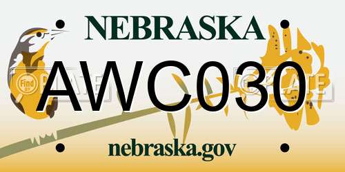 AWC030 Nebraska License Plate