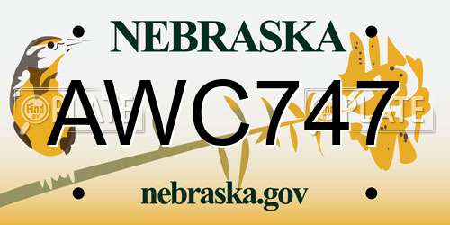 AWC747 Nebraska License Plate