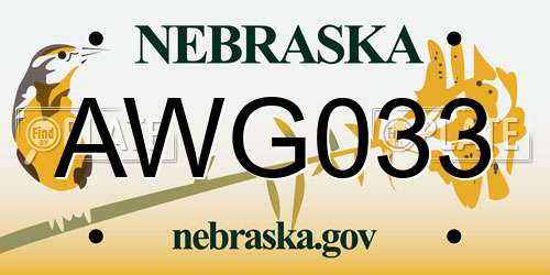 AWG033 Nebraska License Plate