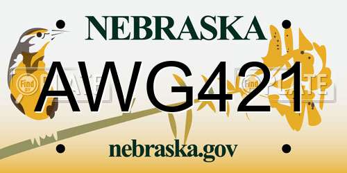 AWG421 Nebraska License Plate