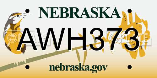 AWH373 Nebraska License Plate