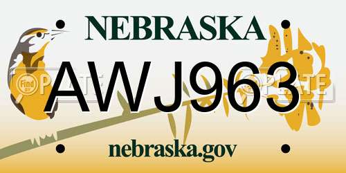 AWJ963 Nebraska License Plate