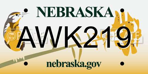 AWK219 Nebraska License Plate
