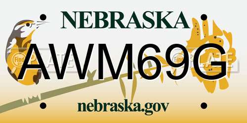 AWM69G Nebraska License Plate