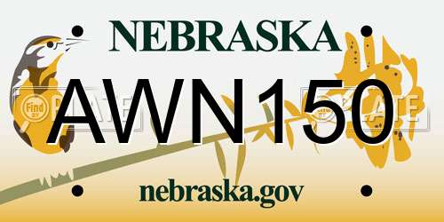 AWN150 Nebraska License Plate