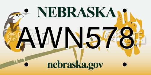 AWN578 Nebraska License Plate