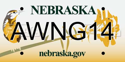 AWNG14 Nebraska License Plate