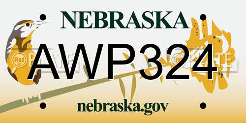 AWP324 Nebraska License Plate