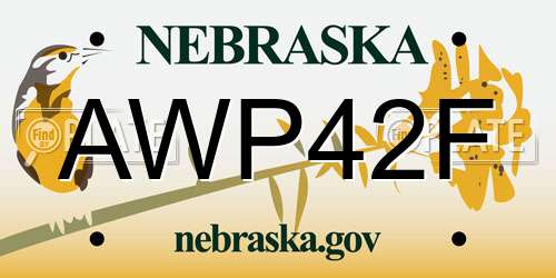 AWP42F Nebraska License Plate
