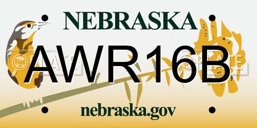 AWR16B Nebraska License Plate