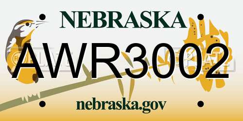 AWR3002 Nebraska License Plate