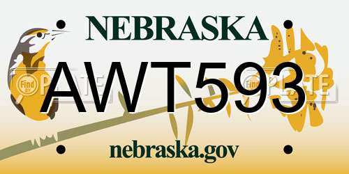 AWT593 Nebraska License Plate
