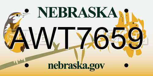 AWT7659 Nebraska License Plate