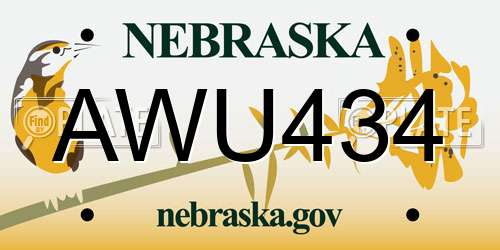 AWU434 Nebraska License Plate