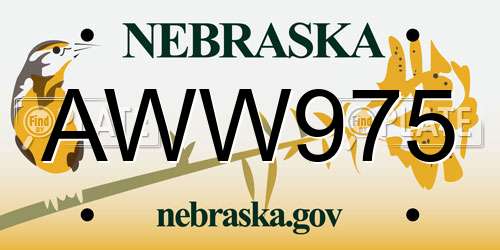 AWW975 Nebraska License Plate