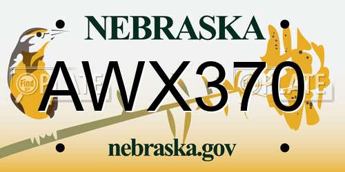 AWX370 Nebraska License Plate