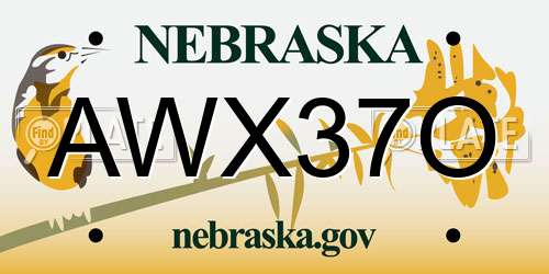 AWX37O Nebraska License Plate