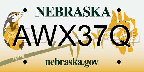 AWX37Q Nebraska License Plate