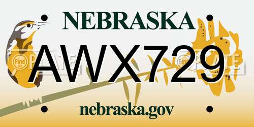 AWX729 Nebraska License Plate