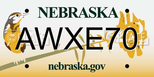 AWXE70 Nebraska License Plate