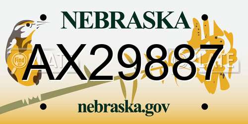 AX29887 Nebraska License Plate