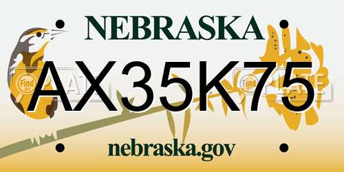 AX35K75 Nebraska License Plate