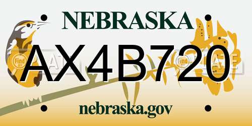 AX4B720 Nebraska License Plate