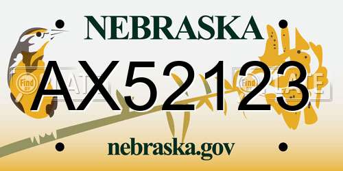 AX52123 Nebraska License Plate