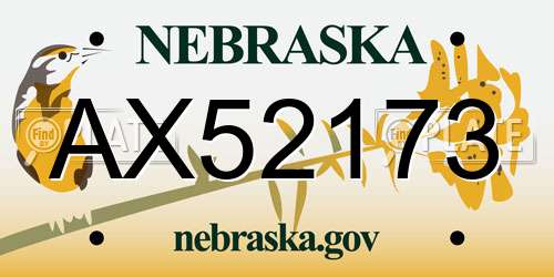 AX52173 Nebraska License Plate