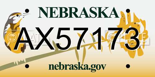 AX57173 Nebraska License Plate