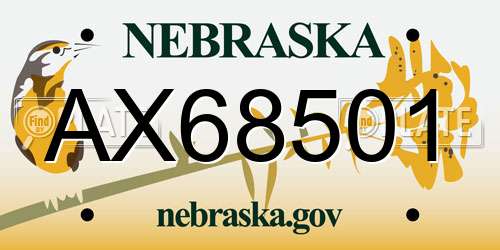 AX68501 Nebraska License Plate