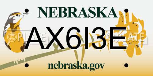 AX6I3E Nebraska License Plate