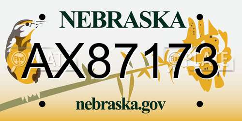 AX87173 Nebraska License Plate
