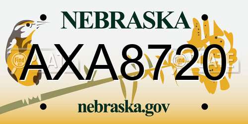 AXA8720 Nebraska License Plate