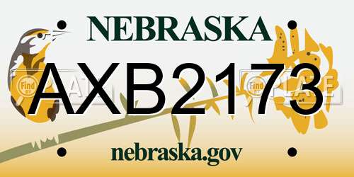 AXB2173 Nebraska License Plate