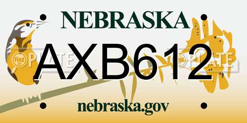 AXB612 Nebraska License Plate