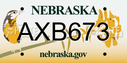 AXB673 Nebraska License Plate