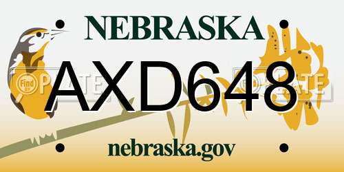 AXD648 Nebraska License Plate