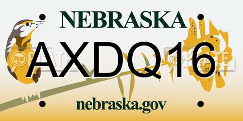 AXDQ16 Nebraska License Plate