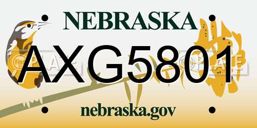 AXG5801 Nebraska License Plate
