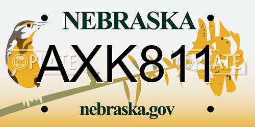 AXK811 Nebraska License Plate