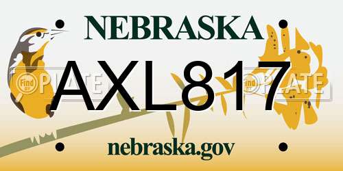 AXL817 Nebraska License Plate