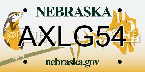 AXLG54 Nebraska License Plate